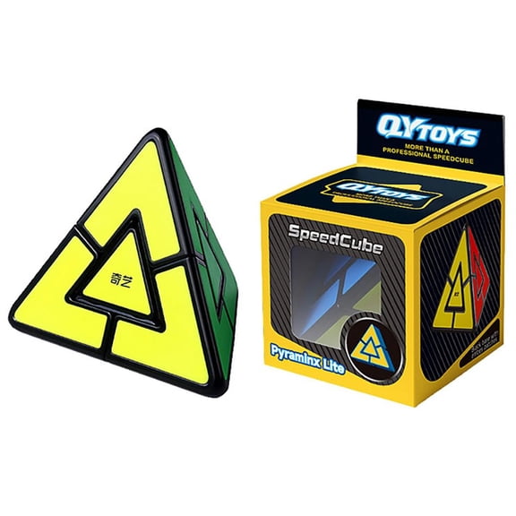 All Ages QIYI Pyraminx Lite Speed Cube Stickerless Black-Base Magic Puzzle