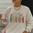 thumbnail image 1 of All Albums Covers Sweatshirt, Floral Book Lover Gift, Book Lover Christmas Crewneck, 1 of 4