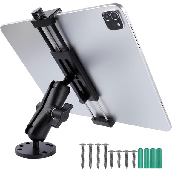 All-Aluminum Car Tablet Holder with Heavy Duty Drill Base, Compatible with iPad Pro Mini 4.7"-15" Samsung Galaxy Tab Tablets, Car Tablet Mount for Truck,Business ,Boat,Dashboard,Desk,Wall Mounting