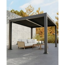All-Aluminum Louvered Pergola 10"x 12", Outdoor Pergola with Adjustable Louvered Roof, Reinforced Aluminum Frame, Hardtop Gazebo
