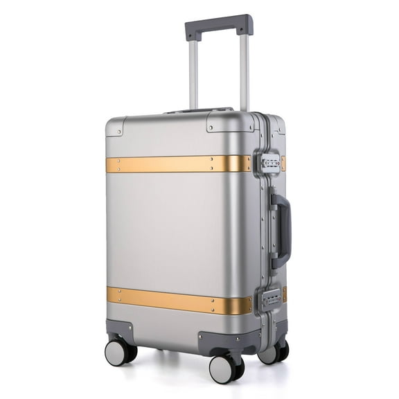 All Aluminum-magnesium Alloy 2020 New Desinger Luxury Entire Hard Metal Case 20" Carry-On Lugagge Silver & Gold