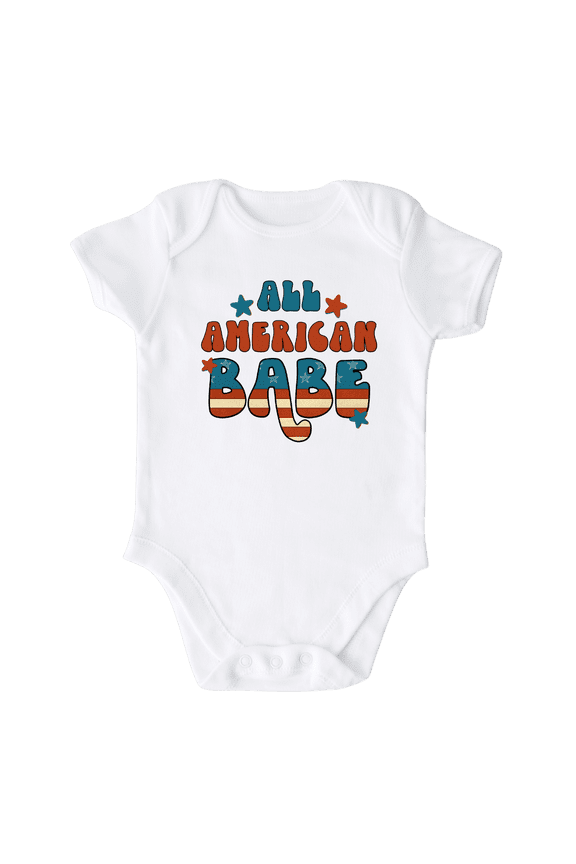 All American Babe Baby Bodysuit, Newborn Outfit, Baby Clothes, Gift&nbsp;for&nbsp;Children 0-3m White