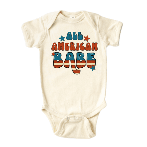 All American Babe Baby Bodysuit, Newborn Outfit, Baby Clothes, Gift for Children 3-6m Natural