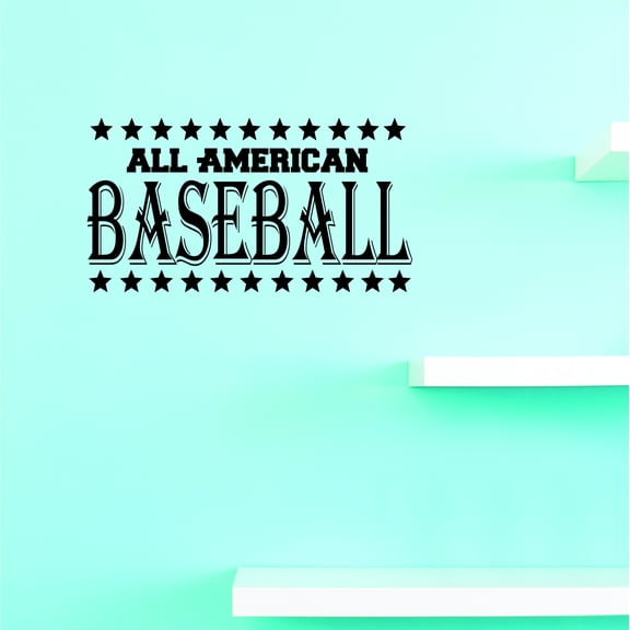 All American Baseball Sports Sign Quote Quotes Boy Boys Sort Home Run Vinyl Wall Decal Sticker Children's Bedroom 10x20 Inches