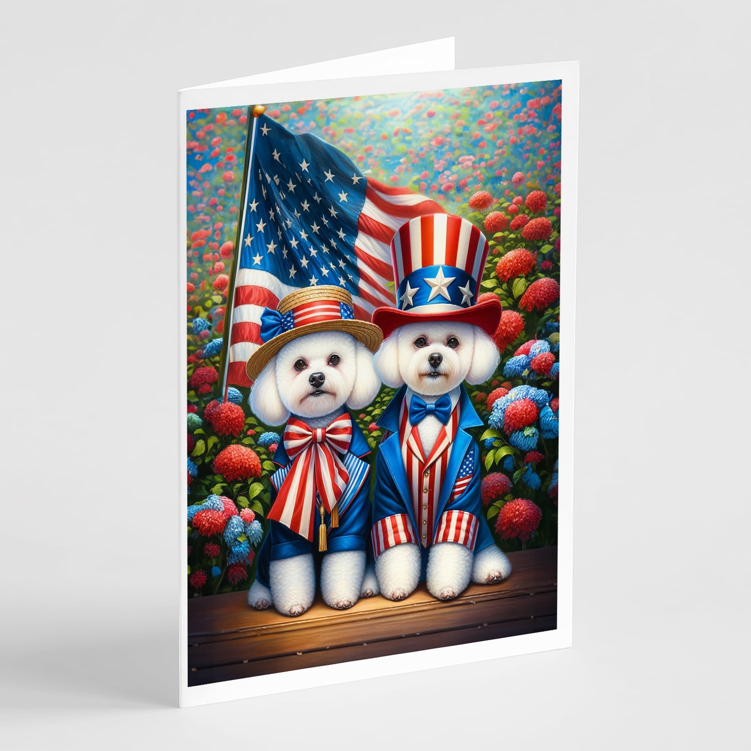 All American Bichon Frise Greeting Cards Pack of 8 7 in x 5 in