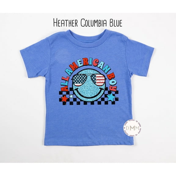 All American Boy Smile Face Toddler T-Shirt, Retro 4Th Of July Onesie, July 4Th Toddler Boy, TODDLER SHORT SLEEVE TEE BELLA CANVAS 3001T