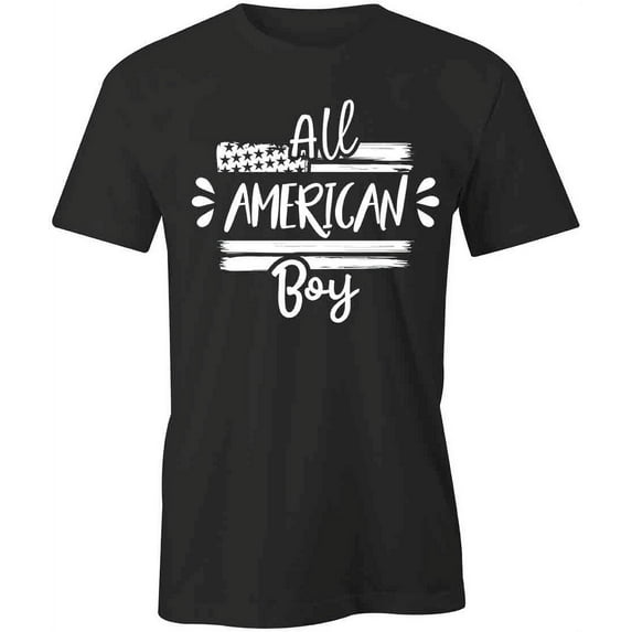All American Boy T-Shirt | Patriotic American Black Tee Gift