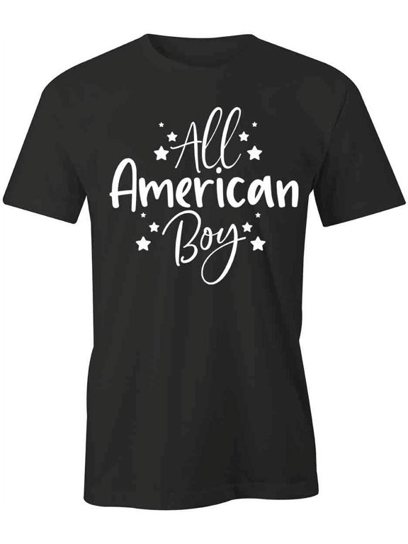 All American Boy T-Shirt | Patriotic American Black Tee Gift