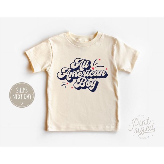 All American Boy Toddler Shirt - Retro Patriotic Tee - Cute 4Th Of July Kids Shirt, New Born, Baby Shower Gift, New Parents Gift