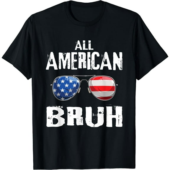 All American Bruh 4th Of July Boys Patriotic Teens Kids T-Shirt Black Small