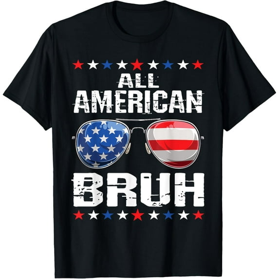 All American Bruh 4th Of July Boys Patriotic USA Teens T-Shirt Tops Tee