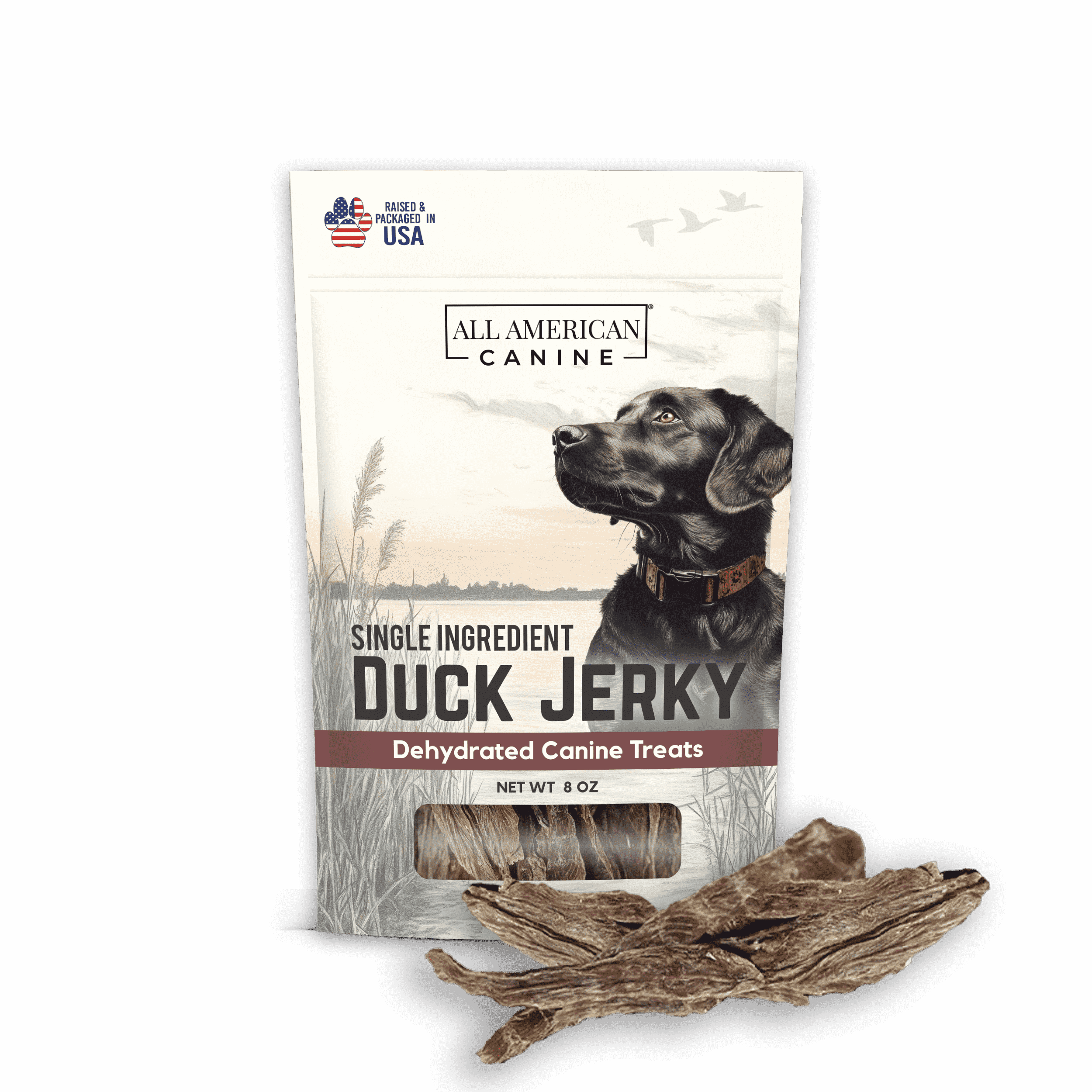 All American Canine Duck Jerky for Dogs, 8 oz Bag