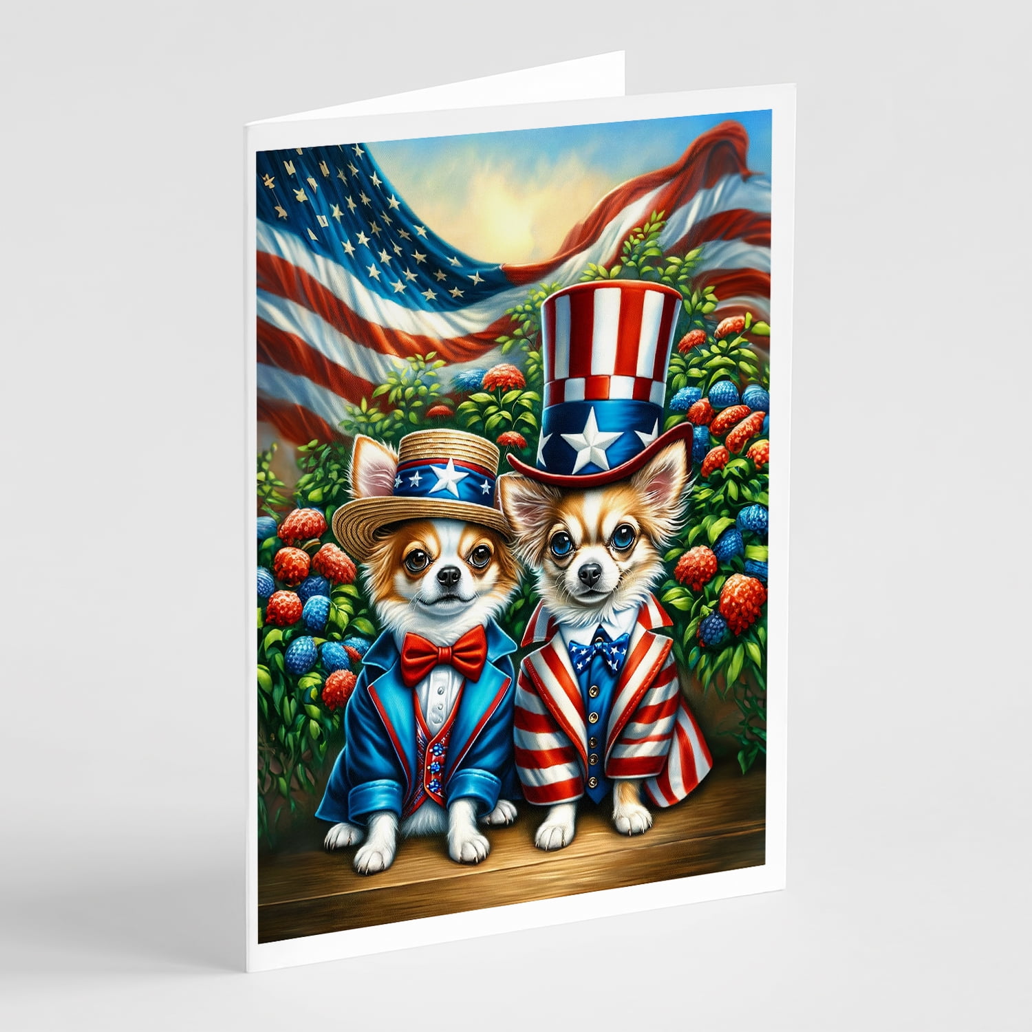 All American Chihuahua Greeting Cards Pack of 8 7 in x 5 in