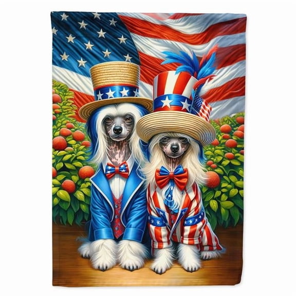 All American Chinese Crested House Flag 28 in x 40 in