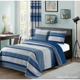 thumbnail image 1 of All American Collection Blue and Grey Modern Plaid Bedspread and Pillow Sham Set | Matching Curtains Available Separately!, 1 of 4