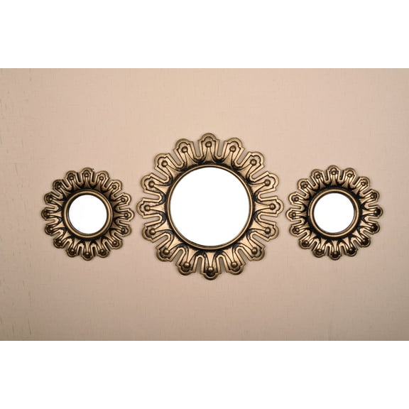 All American Collection Decorative Gold Crown Beveled Glass Mirror 3-Piece Set