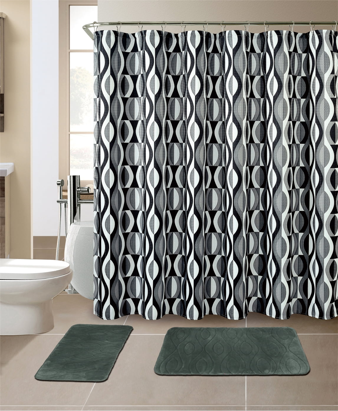 All American Collection New 15 Piece Bathroom Mat Set Memory Foam with ...