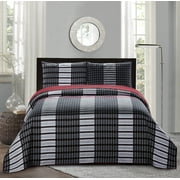 All American Collection New 3pc Plaid Printed Reversible Bedspread/Quilt Set