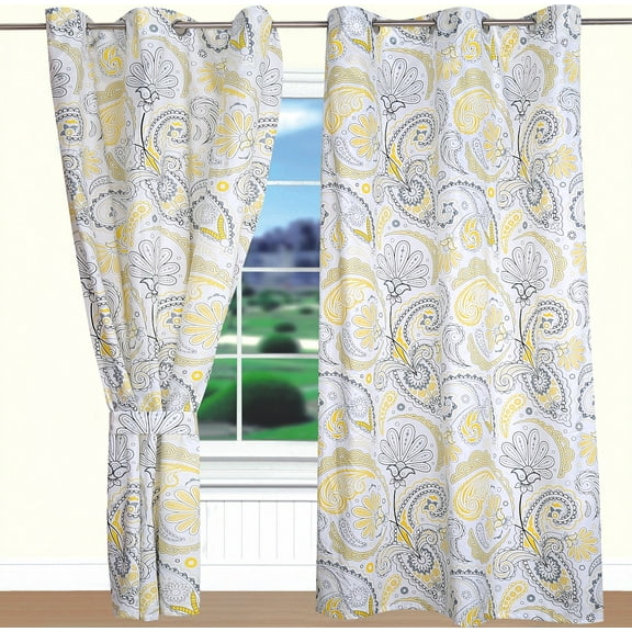 All American Collection New 3pc Yellow/Grey PaisleyPrinted Reversible Bedspread/Quilt Set