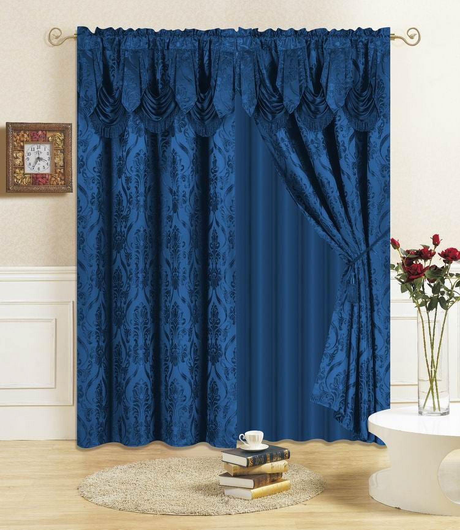 All American Collection New 4 Piece Drape Set with Attached Valance and ...