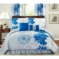 thumbnail image 1 of All American Collection Printed Reversible Bedspread Set, 6-Piece, Blue/Grey, King Size, 1 of 1