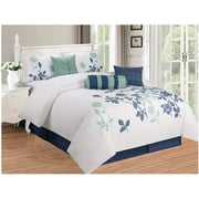 All American Collection New 7 Piece Embroidered Over-Sized Comforter Set