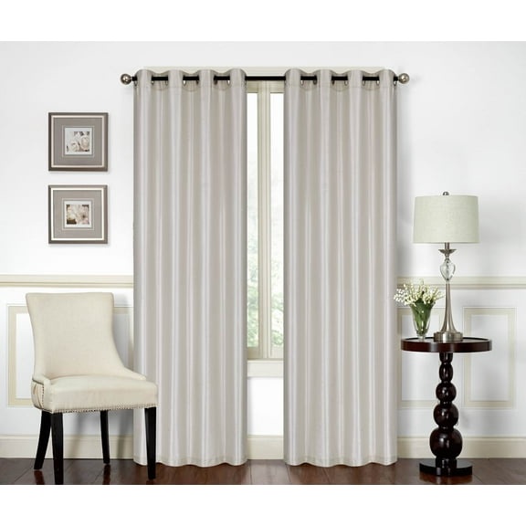 All American Collection New Elegant Modern Contemporary Solid Faux Silk Window Treatment Curtain (54" x 84", Beige Panel)