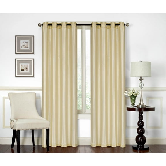 All American Collection New Elegant Modern Contemporary Solid Faux Silk Window Treatment Curtain (54" x 84", Gold Panel)
