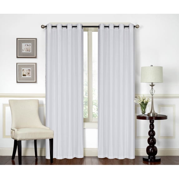 All American Collection New Elegant Modern Contemporary Solid Faux Silk Window Treatment Curtain (54" x 84", White Panel)
