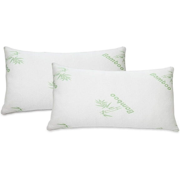 All American Collection Soft Home Bedroom Premium Hotel Quality 2pc Pillow Shredded Memory Foam for Sleeping (King, White)