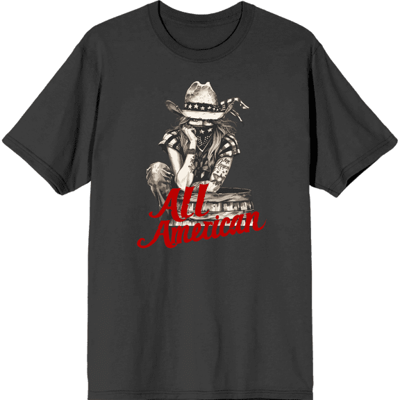 All American Cowgirl Adult Charcoal Crew Neck Short Sleeve Tee-XL