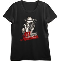 All American Cowgirl Women's Black Crew Neck Short Sleeve Top-Medium