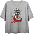 thumbnail image 1 of All American Cowgirl Women's Heather Gray Crew Neck Short Sleeve Top-Medium, 1 of 6