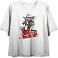 thumbnail image 1 of All American Cowgirl Women's White Crew Neck Short Sleeve Top-Large, 1 of 3