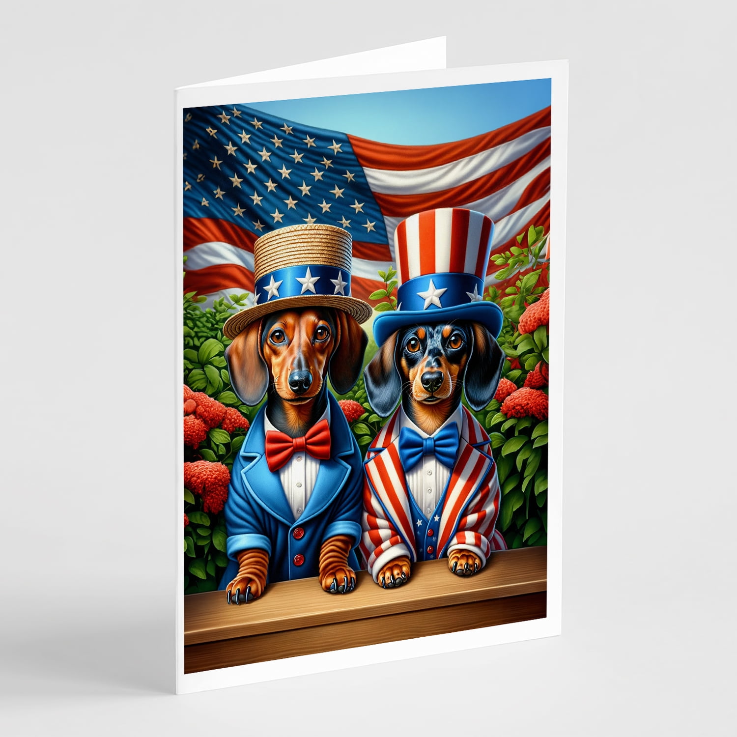 All American Dachshund Greeting Cards Pack of 8 7 in x 5 in