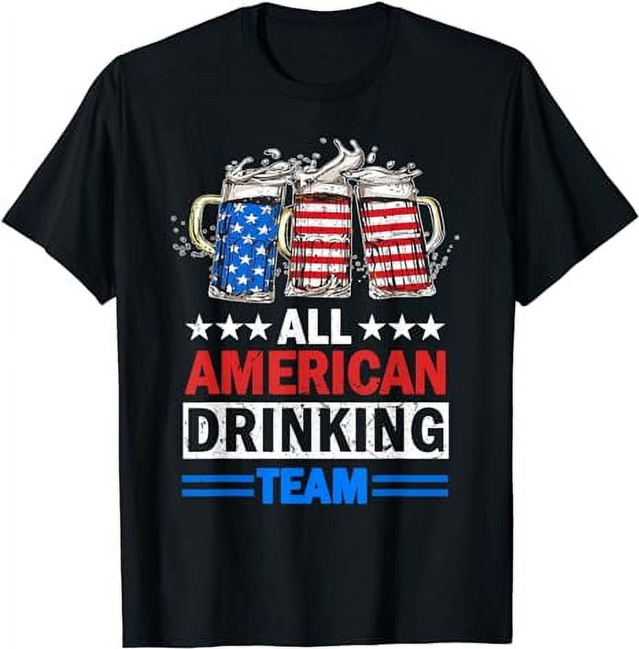 All American Drinking Team Apparel US Beer Glass July 4th TShirt