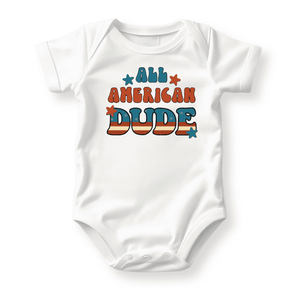 All American Dude Baby Bodysuit, Newborn Outfit, Baby Clothes, Gift for Children 3-6m White