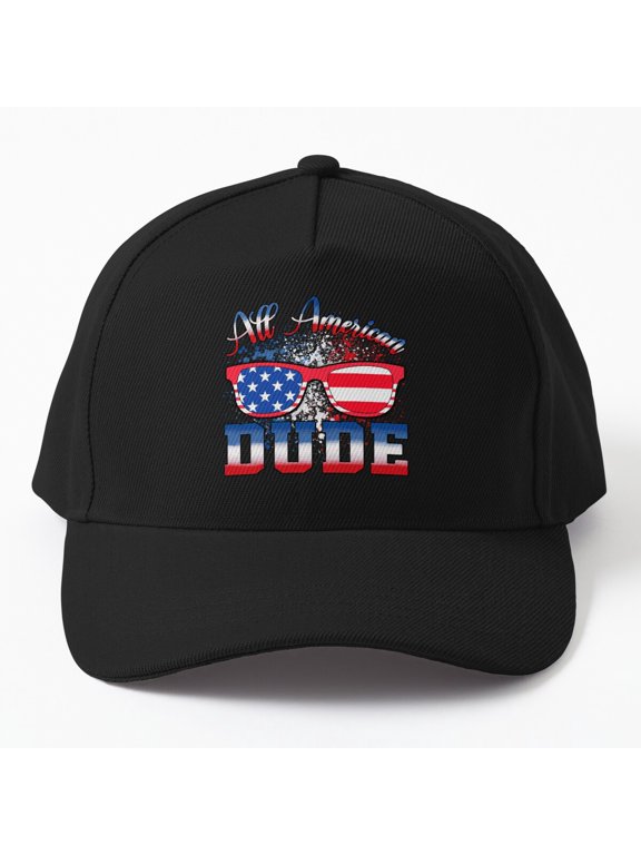 All American Dude Baseball Hat, Fourth of July Sunglasses Design for Men, Classic Cap