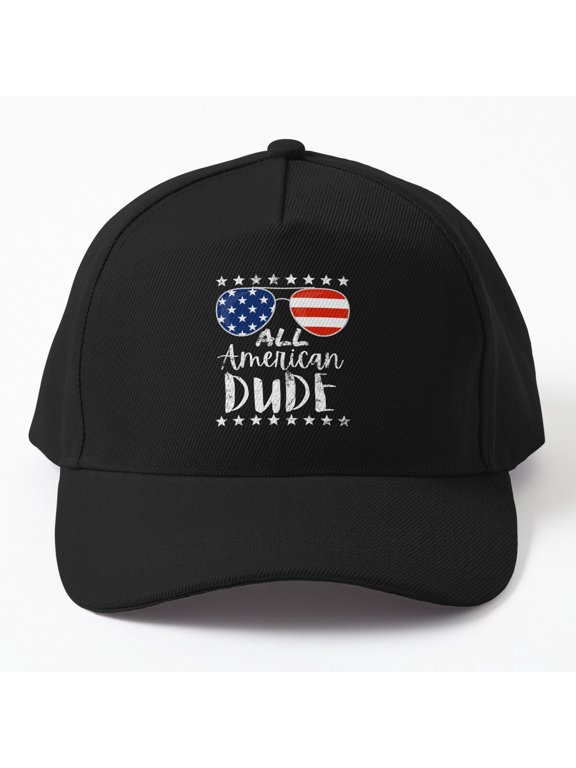 All American Dude Fourth of July Baseball Hat, USA Independence Celebration Design, Classic Cap
