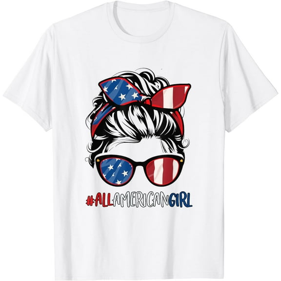 t-shirtAll American Girl 4th Of July Shirt USA Flag Patriotic Girl T-Shirt mens t shirt,white,women,funny,misfits,men,journey