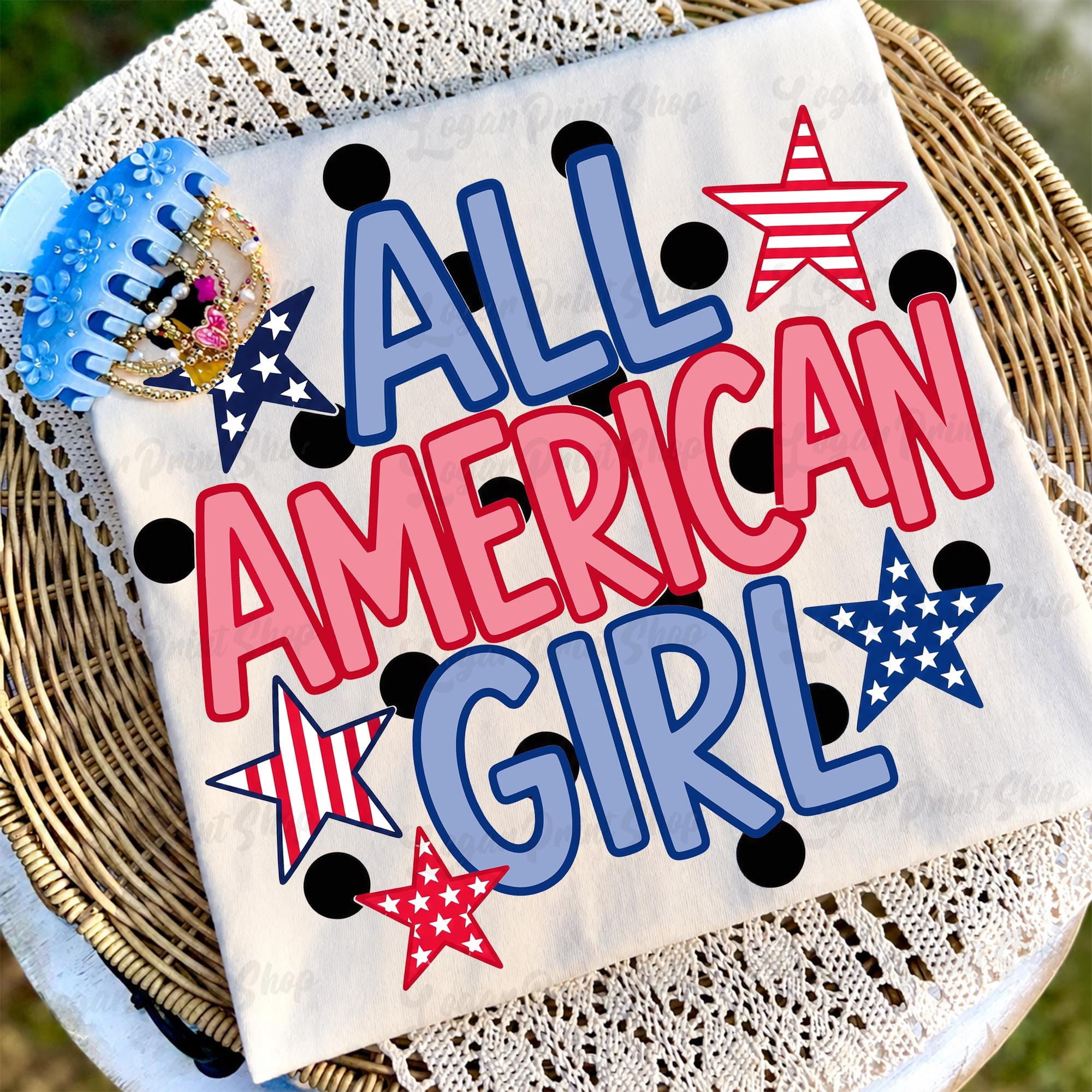 All American Girl Tee, Red White Blue Graphic Shirt, Patriotic Fourth ...