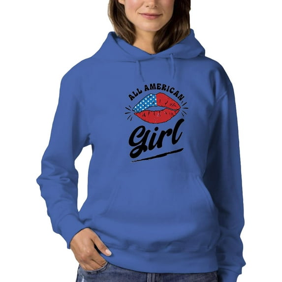 All American Girl W Kiss Hoodie Women -Image by Shutterstock, Female 3X-Large