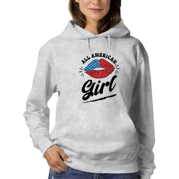 All American Girl W Kiss Hoodie Women -Image by Shutterstock, Female Large