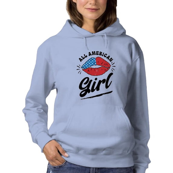 All American Girl W Kiss Hoodie Women -Image by Shutterstock, Female Medium