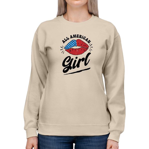 All American Girl W Kiss Sweatshirt Women -Image by Shutterstock, Female 3X-Large