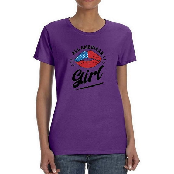 All American Girl W Kiss T-Shirt Women -Image by Shutterstock, Female 5X-Large