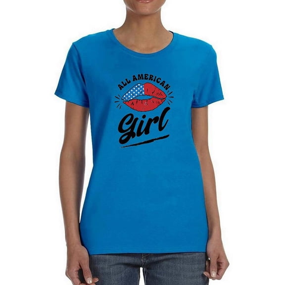 All American Girl W Kiss T-Shirt Women -Image by Shutterstock, Female Large