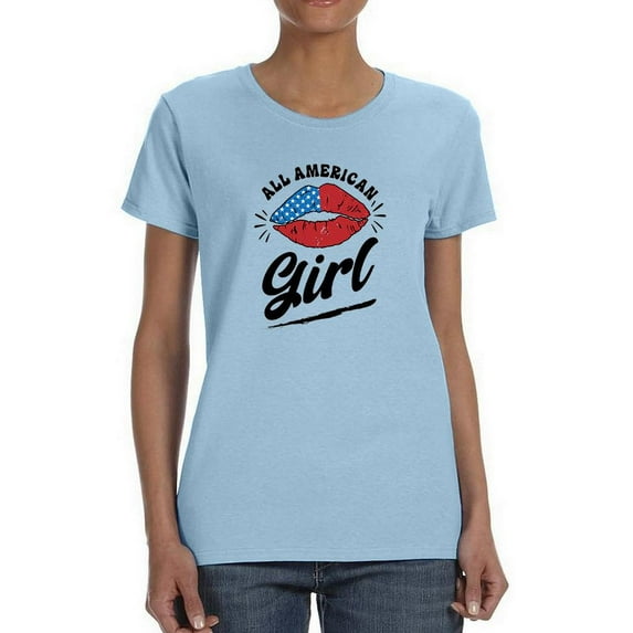 All American Girl W Kiss T-Shirt Women -Image by Shutterstock, Female x-Large