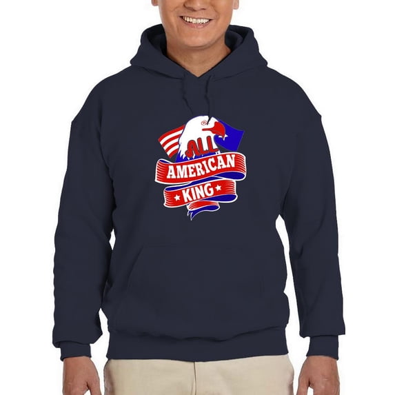All American King 4Th July Hoodie Men -Image by Shutterstock, Male Medium
