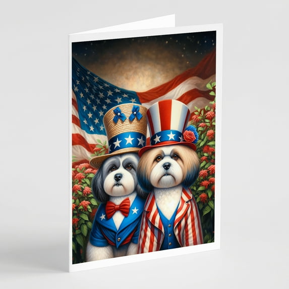All American Lhasa Apso Greeting Cards Pack of 8 7 in x 5 in